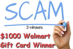 El pop-up “$1000 Walmart Gift Card Winner”