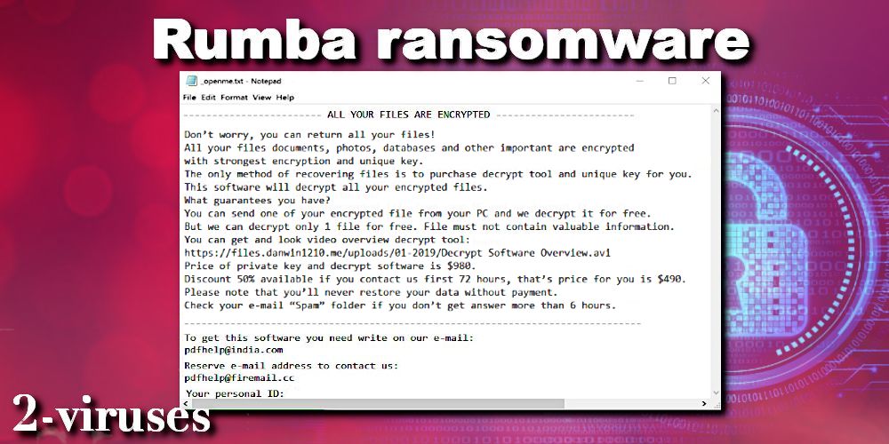 Rumba ransomware ransom note