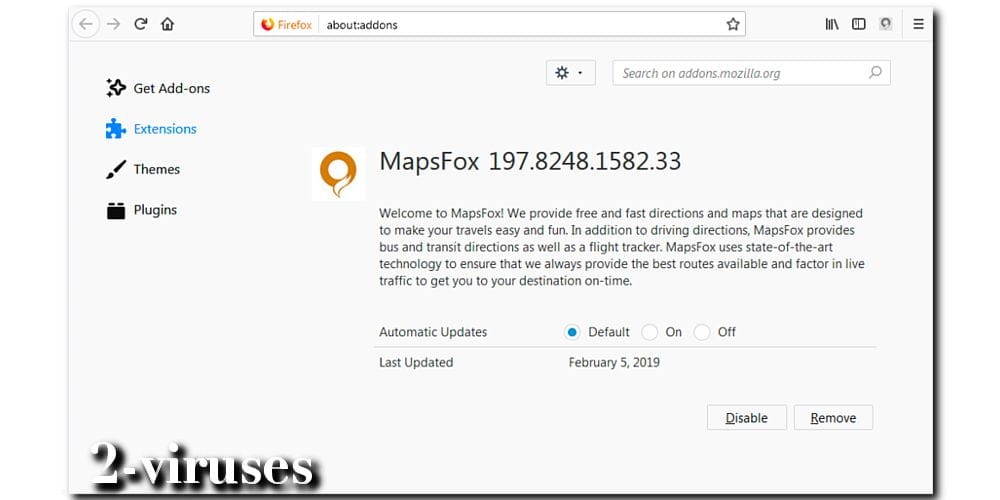 Remove Mapsfox extension from mozilla