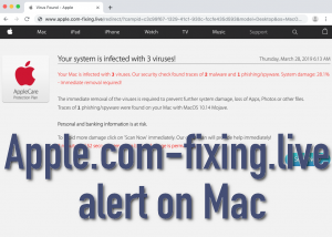 Alerta Apple.com-fixing.live en Mac