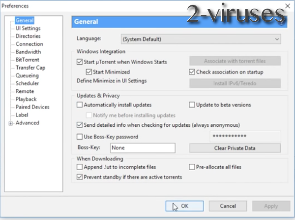turn off utorrent updates