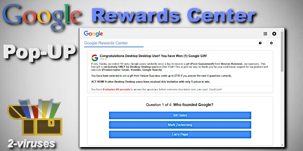 google rewards center pop up virus message