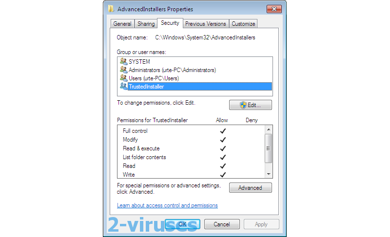 File permissions for TrustedInstaller