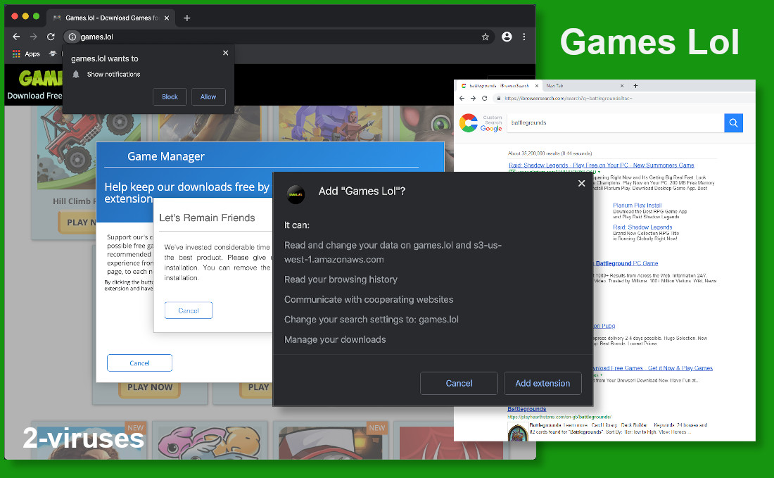 Games Lol asks to change your default search engine.