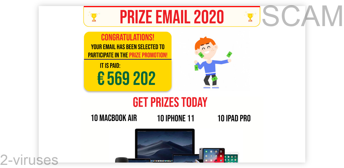 Prize Email claims that you can win money.