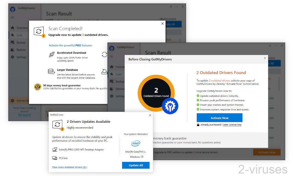 GetMyDrivers detects outdated drivers and shows pop-ups.