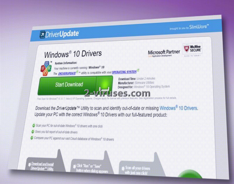 El pop-up DriverUpdate.net