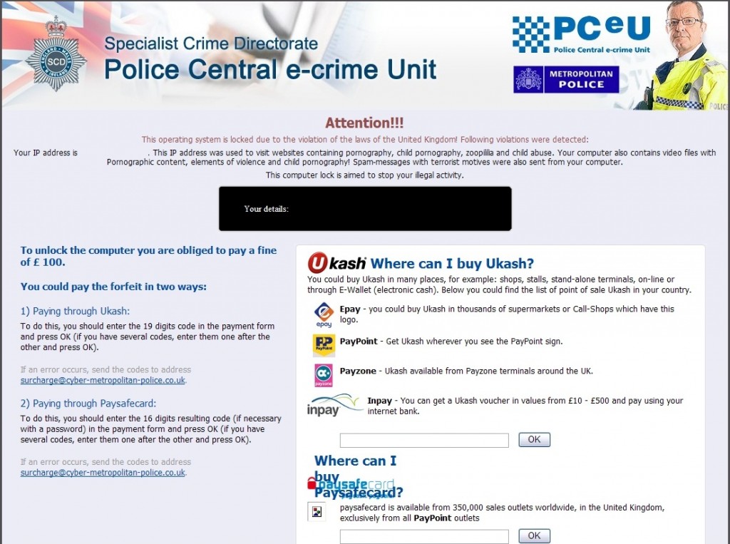 Virus de la Police Central e-crime Unit
