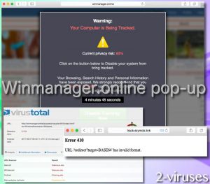 El pop-up Winmanager.online