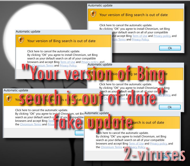 Your version of bing search is out of date pop-up